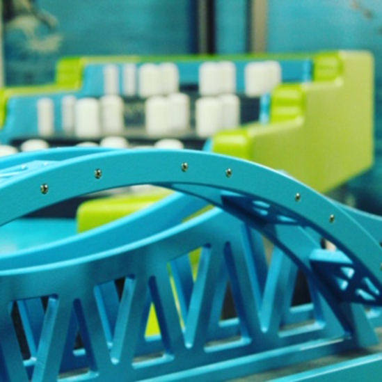 close up of a bridge at a water play table